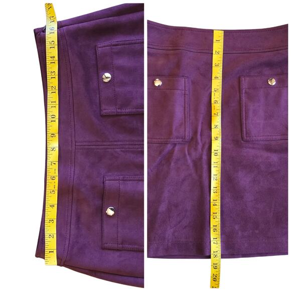 Microfiber Skirt LOFT Size 8 Stretch Faux Suede Burgundy Wine Solid Pockets - Picture 3 of 5